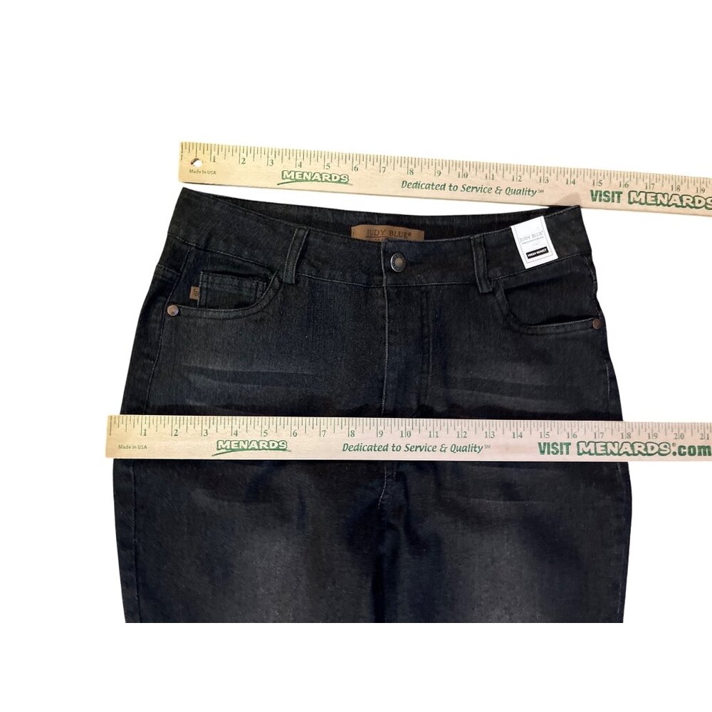 Judy Blue High Waist Black Jeans Womens M Lightweight Split Hem Stretch Denim - Picture 10 of 16